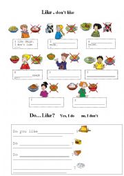 English Worksheet: Like or Dont Like