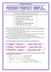 English Worksheet: GRAMMAR REVISION  - present perfect simple 