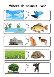 English Worksheet: Animals - puzzle