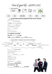 English Worksheet: Green Day - Time of your life