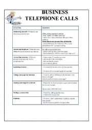 English Worksheet: business phone calls