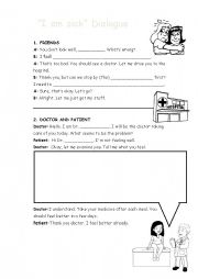 English Worksheet: i am sick dialogue