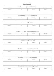 question words worksheet