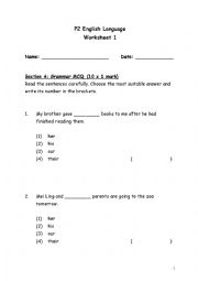 English Worksheet: Mock Test