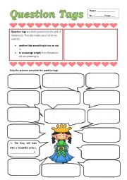 English Worksheet: Question Tags