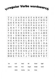 Irregular verbs wordsearch