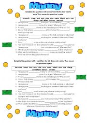 English Worksheet: Money- Vocabulary and speaking