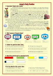 English Worksheet: Jennys Daily Routine