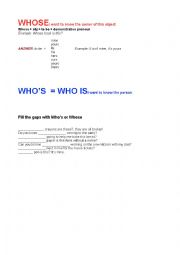 English Worksheet: Whos Whose 