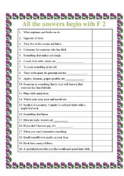 English Worksheet: All the words start with F 2