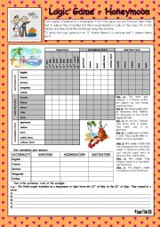 English Worksheet: Logic game (64th) - Honeymoon *** with key *** fully editable