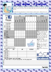 English Worksheet: Logic game (65th) - Facebook *** with key *** fully editable