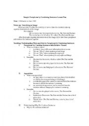 English Worksheet: Paraphrase by Combing Sentences Lesson Plan