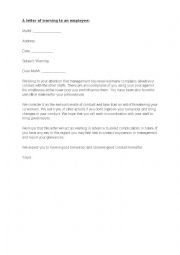 English Worksheet: A LETTER of warning