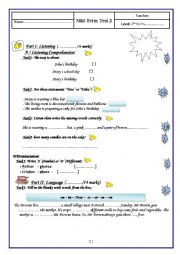English Worksheet: Mid-Term Test 3