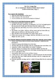 English Worksheet: The Five Orange Pips  Sir A.Conan Doyle Sherlock Holmes Short Stories