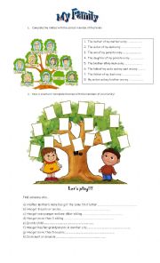 English Worksheet: Family Tree