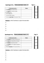 English Worksheet: Speaking activity about Tim Burtons films