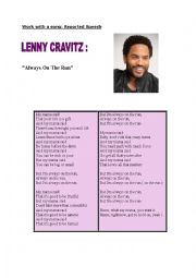 English Worksheet: SONG LENNY KRAVITZ Always on the run