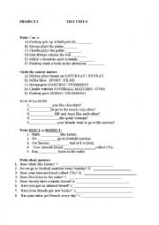 English Worksheet: PROJECT 1 OXFORD   TEST UNIT 4