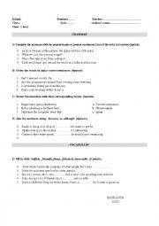 English Worksheet: Quiz in English grammar and vocabulary