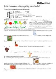 English Worksheet: Are You Getting Your 5-a-day?