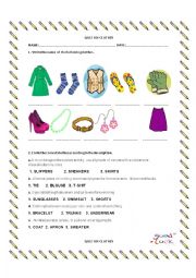 English Worksheet: QUIZ ON CLOTHES