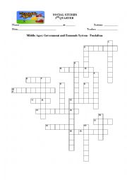 English Worksheet: Feudalism Crossword