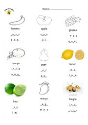 English Worksheet: fruit