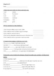 English Worksheet: A Quiz for Intermediate Students
