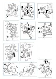 English Worksheet: Verbs - Memory Game (Spongebob theme)