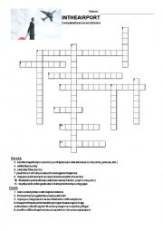 English Worksheet: In the Airport CROSSWORD