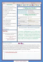 English Worksheet: Media and Simple Past Tense
