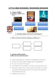 English Worksheet: Compare Moonrise Kingdom and Little Miss Sunshine