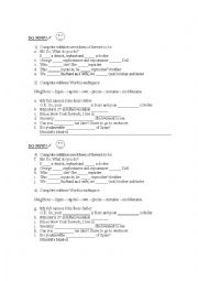 English Worksheet: Do now, verb To Be
