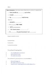 English Worksheet: advice
