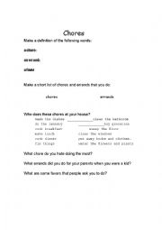 English Worksheet: Chores