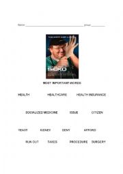 English Worksheet: SICKO Most Important Words