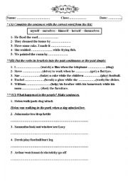 English Worksheet: reflexive pronouns+ past simple/continous