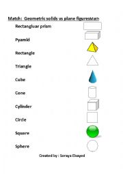 English Worksheet: Geomertic objects vs plane shapes