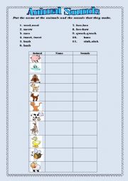 English Worksheet: Animal sounds