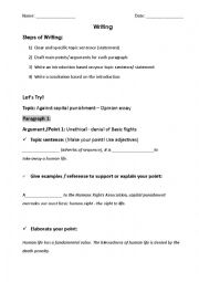 English Worksheet: Writing_For or Against_Opinion Essay