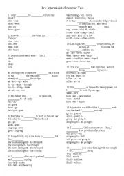 English Worksheet: Pre-Intermediate Grammar Test