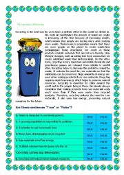 English Worksheet: The Importance of Recycling