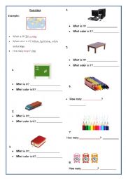 English Worksheet: SCHOOL OBJECTS- W-QUESTIONS