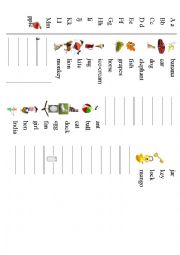 English Worksheet: a to z 2 words for each alphabet with pictures 