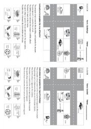 English Worksheet: Directions in a city with shops