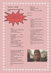 English Worksheet: PILLOWTALK - ZAYN MALIK