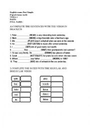 English Worksheet: past simple