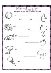 English Worksheet: Colouring activity for begginers